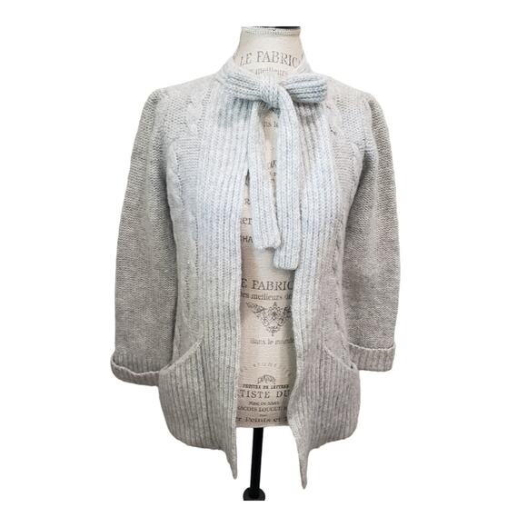Marisa Christina Cardigan Shetland Wool Shoulder Padding Long Sleeve Sweater - Picture 1 of 7